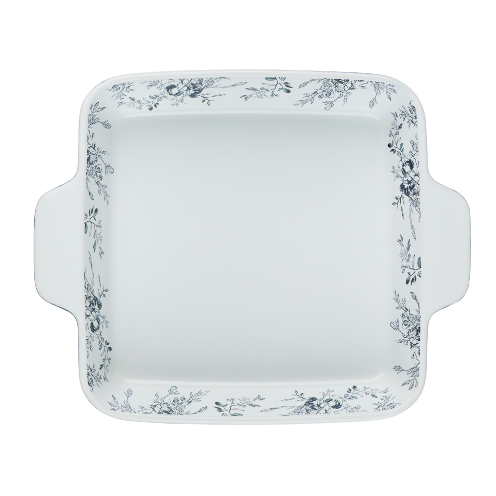 Форма для запекания и сервировки квадратная 26х21х5см тм MILLIMI цветы, керамика - #7