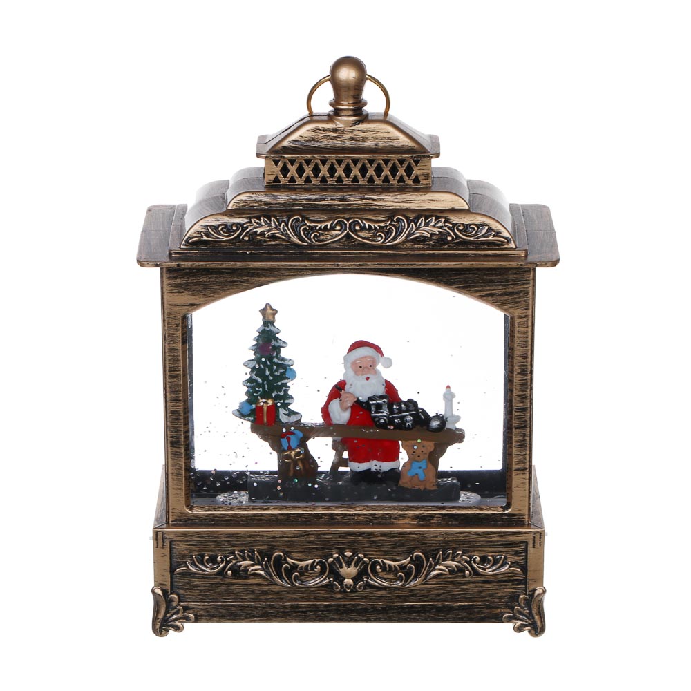 СНОУ БУМ Светильник декор.LED в виде фонаря со снегом, 14х6х21см,HIPS,PVC,вода,3хAAA/USB,2реж.,4диз. - #3