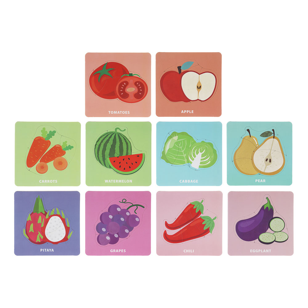 Набор развивающих пазлов, 10 карточек, 14х13,5х3,5см, 3 дизайна - #4