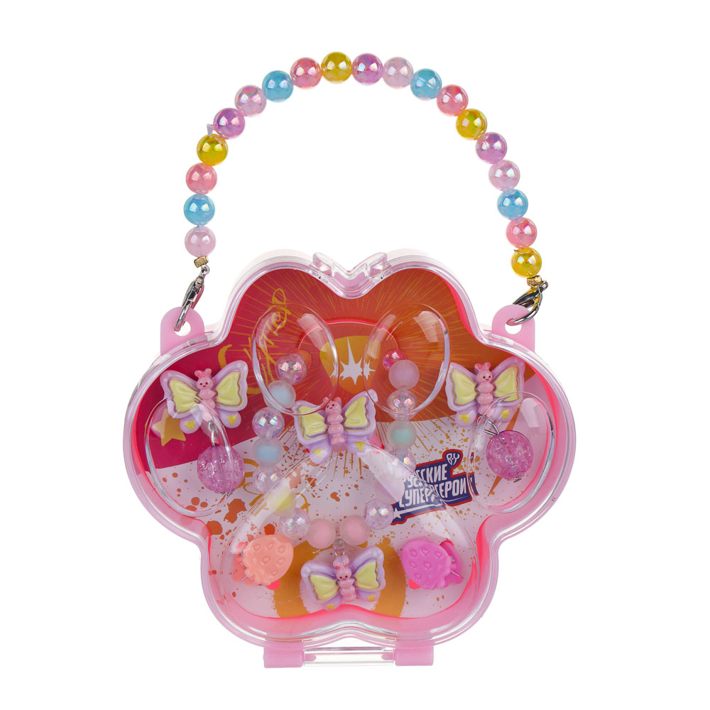 Набор детской бижутерии BY Русские супергерои: браслет, кольцо, крабики 2шт, клипсы, 3 дизайна - #10