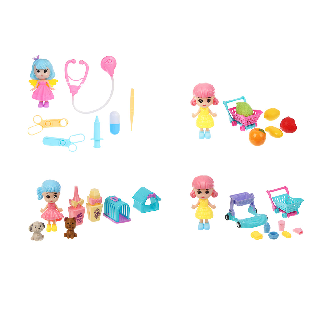 ИГРОЛЕНД Кукла с аксессуарами для игры в пакете, ABS, PP, 14х3х19 см, 4 дизайна - #2
