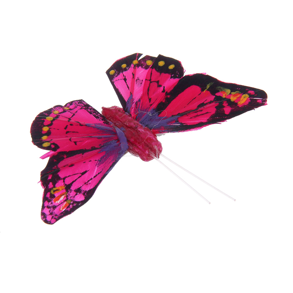 Бабочка декоративная на прищепке тм INBLOOM, набор 2шт, 8 см, перо, металл - #4