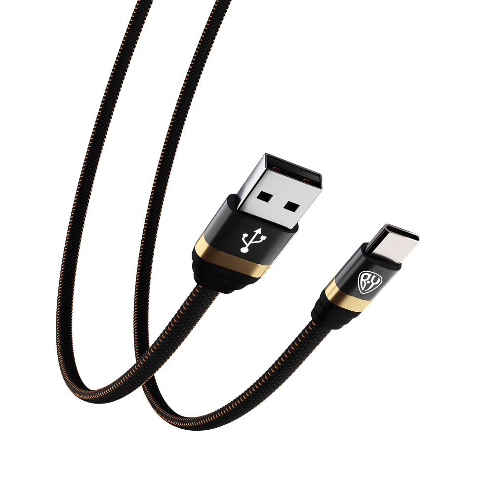 BY Кабель для зарядки Элегант Type-C, 1м, 3А, быстрая зарядка QC3.0, тканевая оплётка, черный - #5