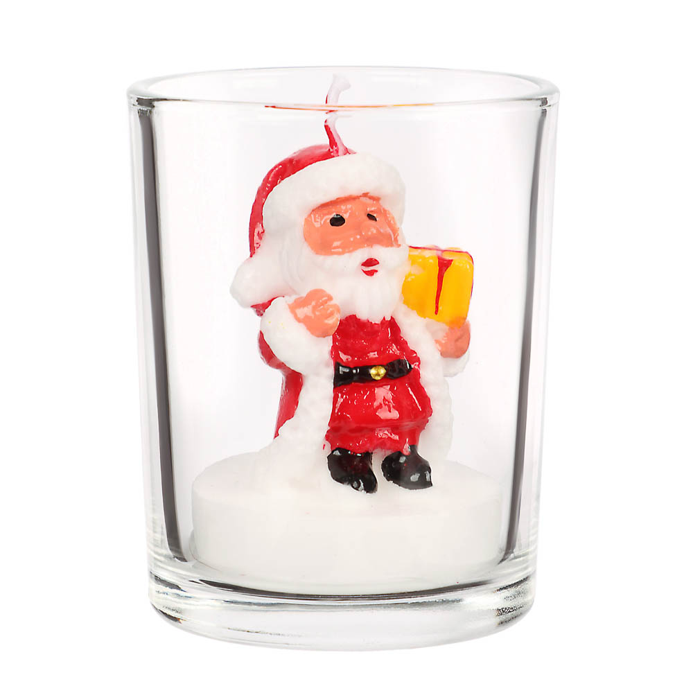 Свеча новогодняя в стеклянном стакане, 5x6 см, парафин, стекло, 4 вида - #2