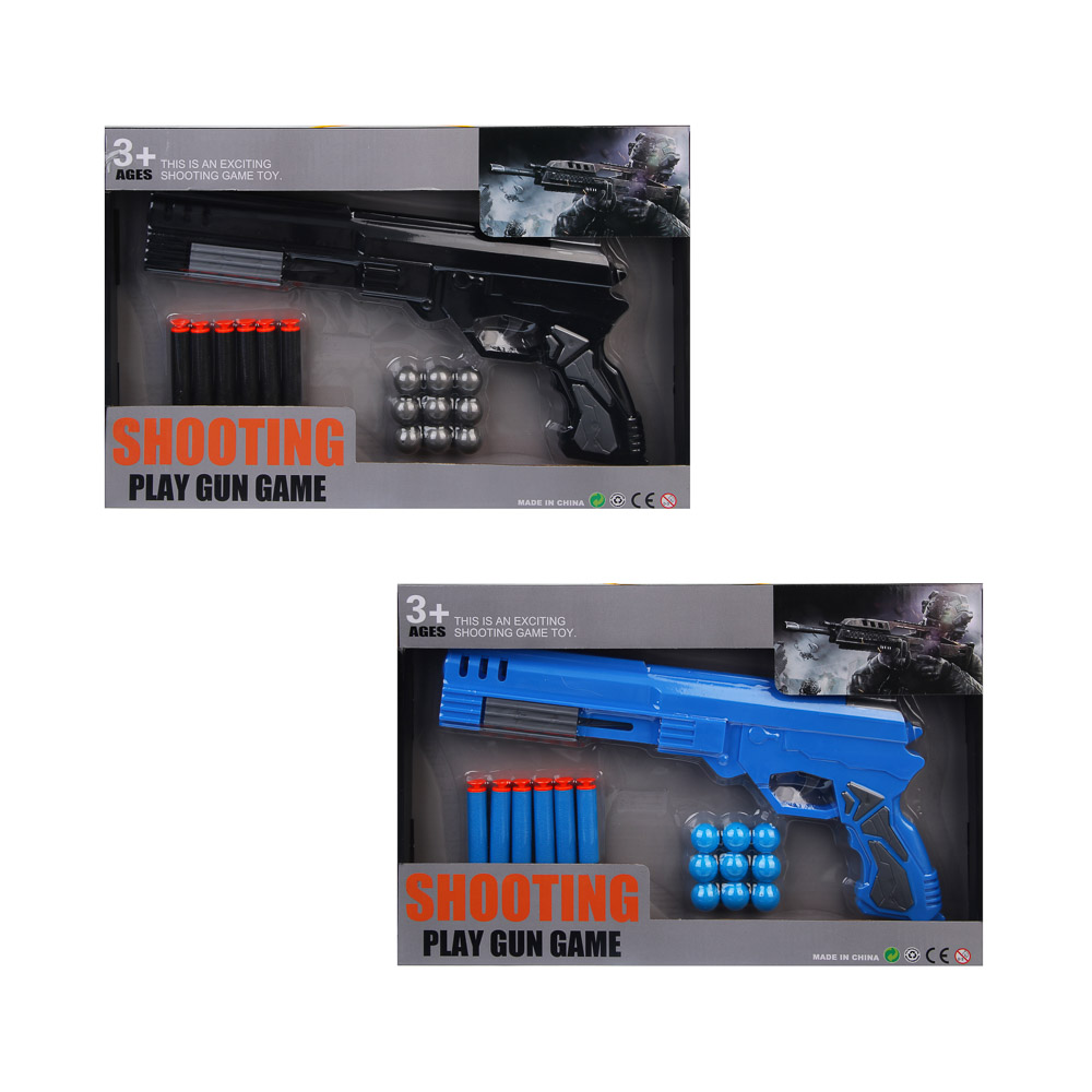 ИГРОЛЕНД Пистолет с шариками и пулями, ABS, PP, EVA, 37х3,5х24 см, 2 диз - #3