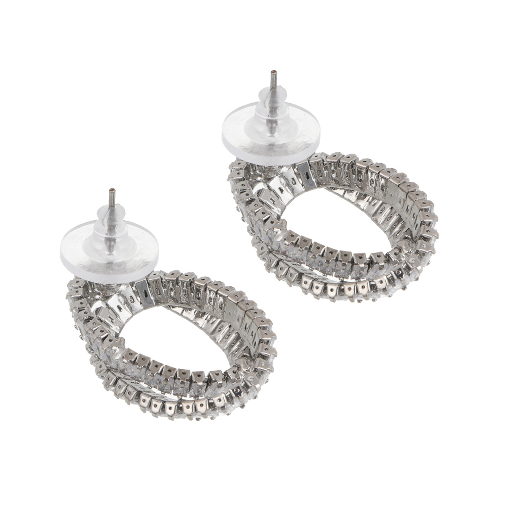 Серьги, медь, цирконий, 2 дизайна, БЖ25-4 - #4