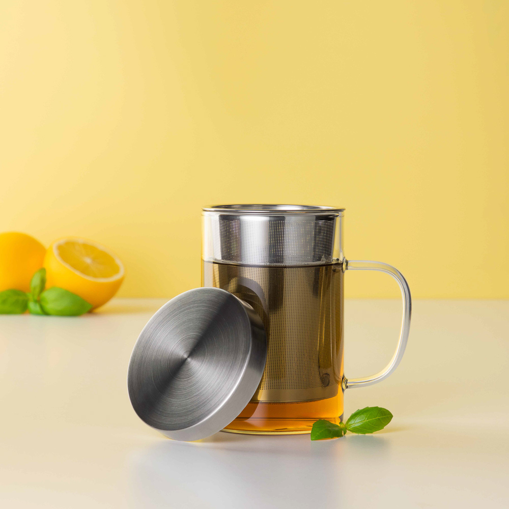 SATOSHI Кружка заварочная, 450мл, стекло, нерж. сталь - #10