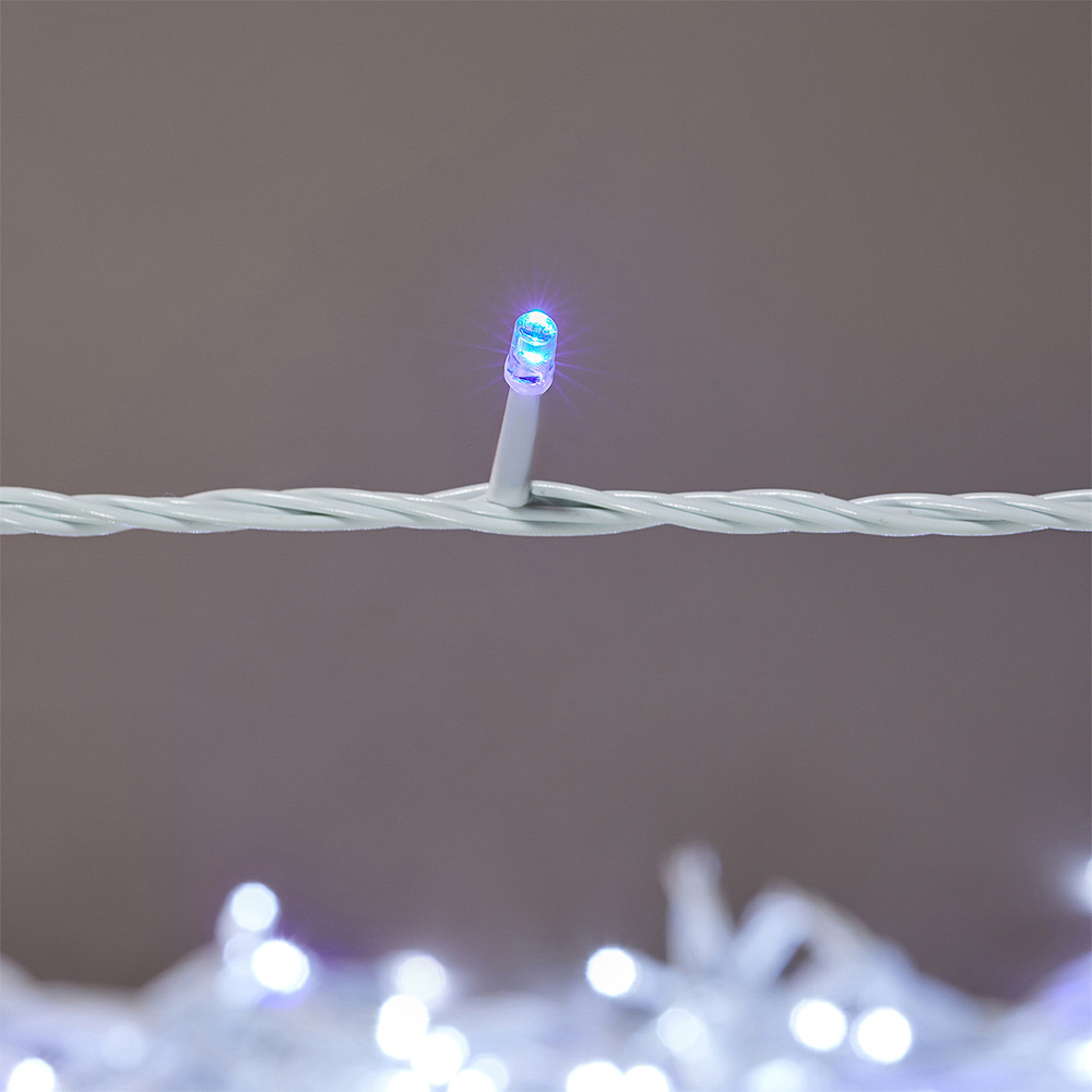 СНОУ БУМ Гирлянда эл. вьюн 20м, 200 LED*белый, мерцание 20LED*синий, ПВХ белый, коннектор, 220В - #12