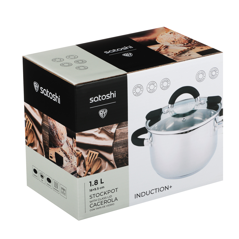SATOSHI Арбон Кастрюля 16х9,5см, 1,8л, со стекл. крышкой, индукция - #7
