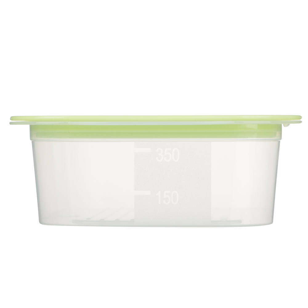Контейнер пищевой прямоугольный 0,49л с паровыпуском и мерной шкалой, пластик - #5
