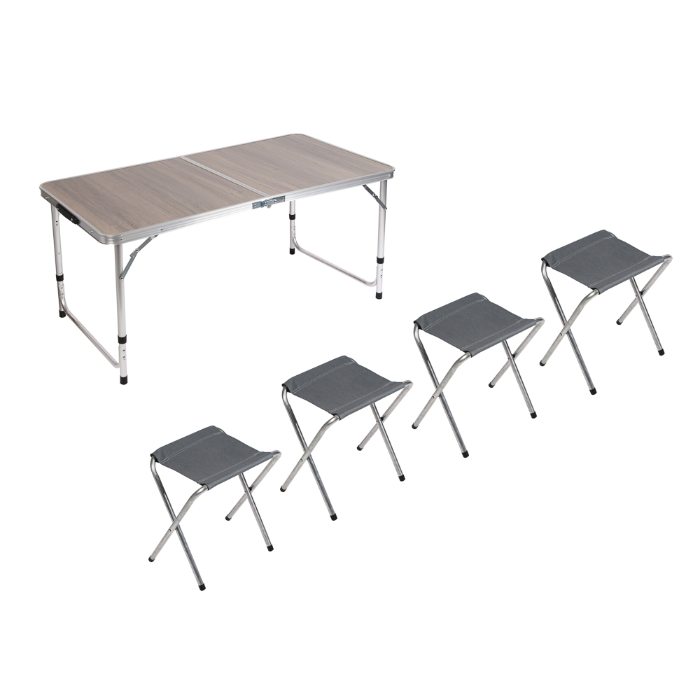 Стол туристический тм РУССО ТУРИСТО, 120х60х70см, с 4 табуретами, 33х33х33см - #1