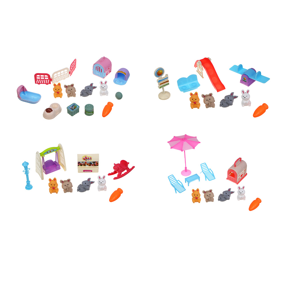 ИГРОЛЕНД Игровой набор "Счастливая семья" Зайки на лужайке, ABS, PP, 19х4х28 см, 4 вида - #2