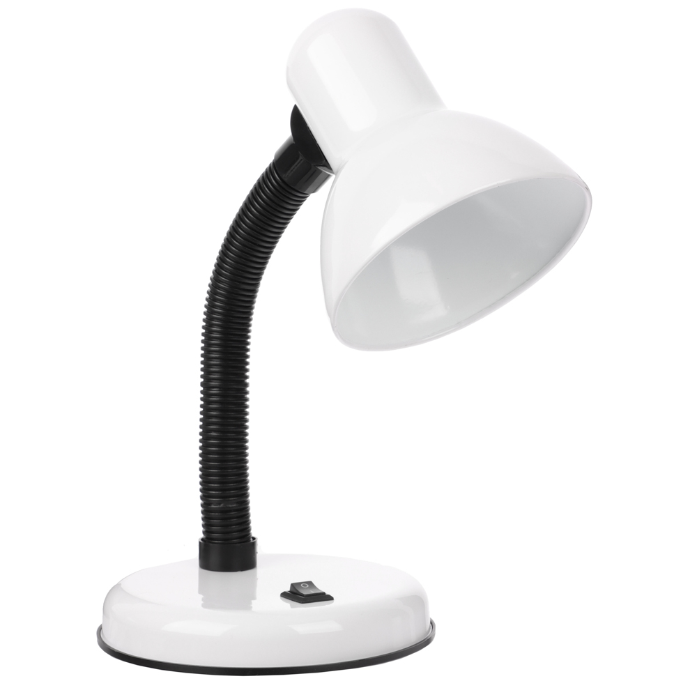 FORZA Лампа настольная, Е27, 28см, 40Вт, 220В, с выключателем, шнур 75 см, белый - #1