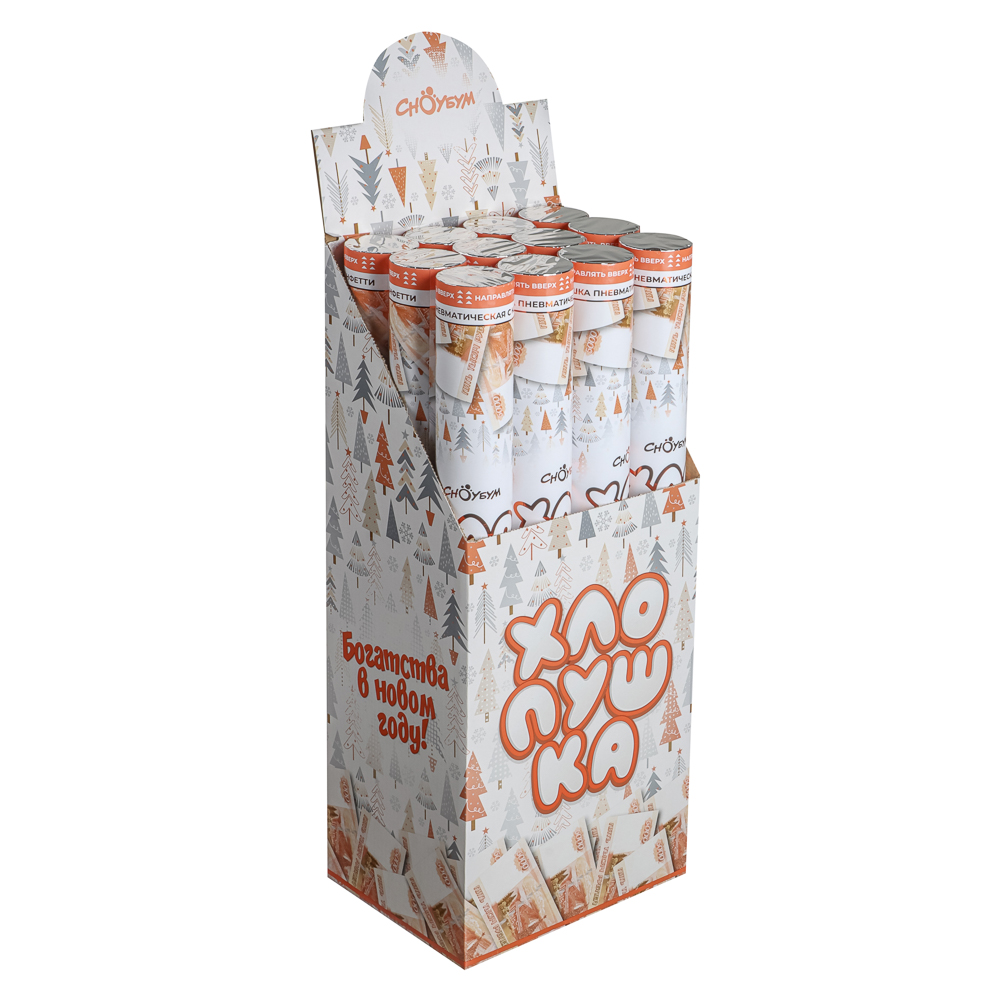 СНОУ БУМ Хлопушка пневмат., 50см, наполнитель – бумага (5000 рублей) и конфетти, с фольг.слоем - #4