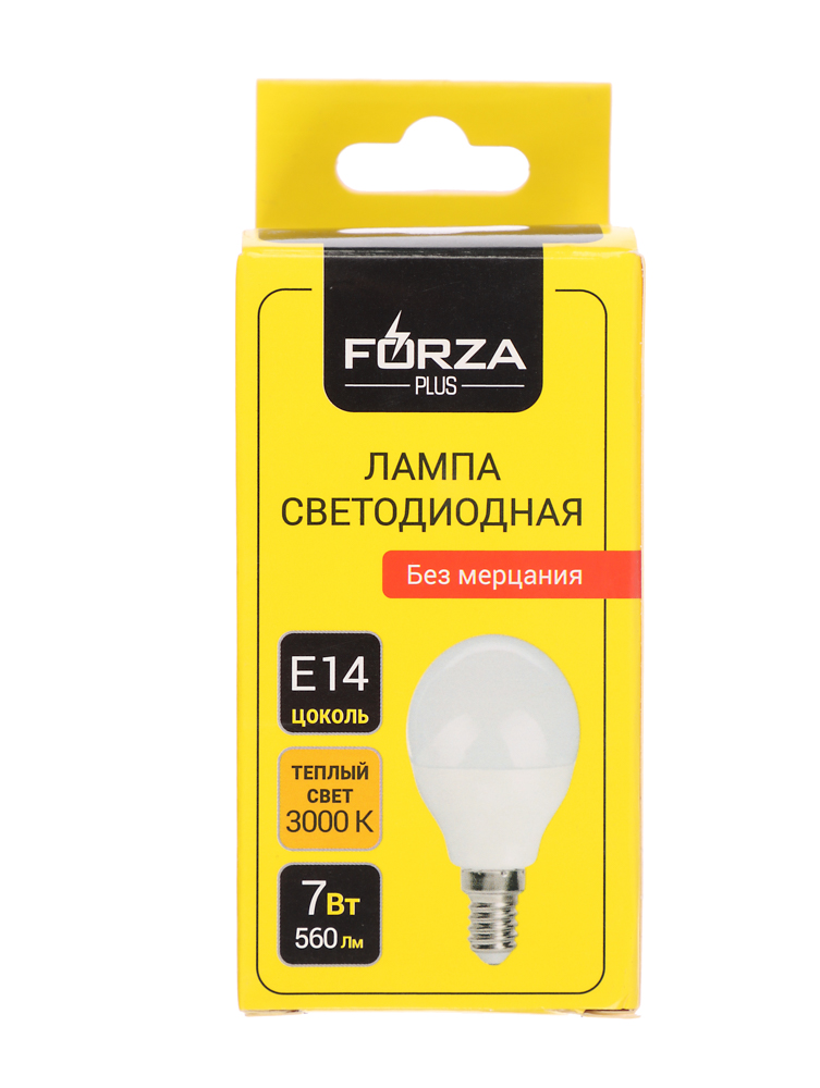 FORZA Лампа светодиодная G45 7 Вт, Е14, 560 Лм, 3000 К, 175-265 В, Ra>80, IRF <5%, 1 год гар. - #4