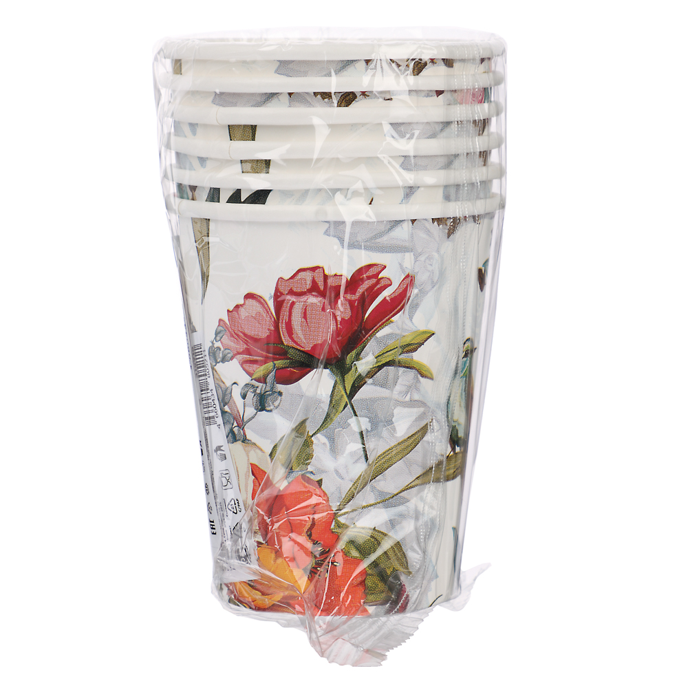 Набор бумажных стаканов Птицы и цветы, 6 шт*250 мл - #5