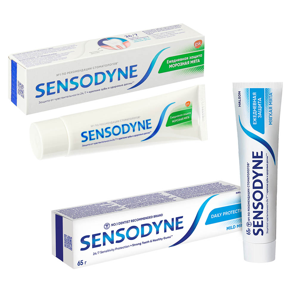 Зубная паста SENSODYNE Ежедневная защита Морозная мята/Мягкая мята, 65 г - #1