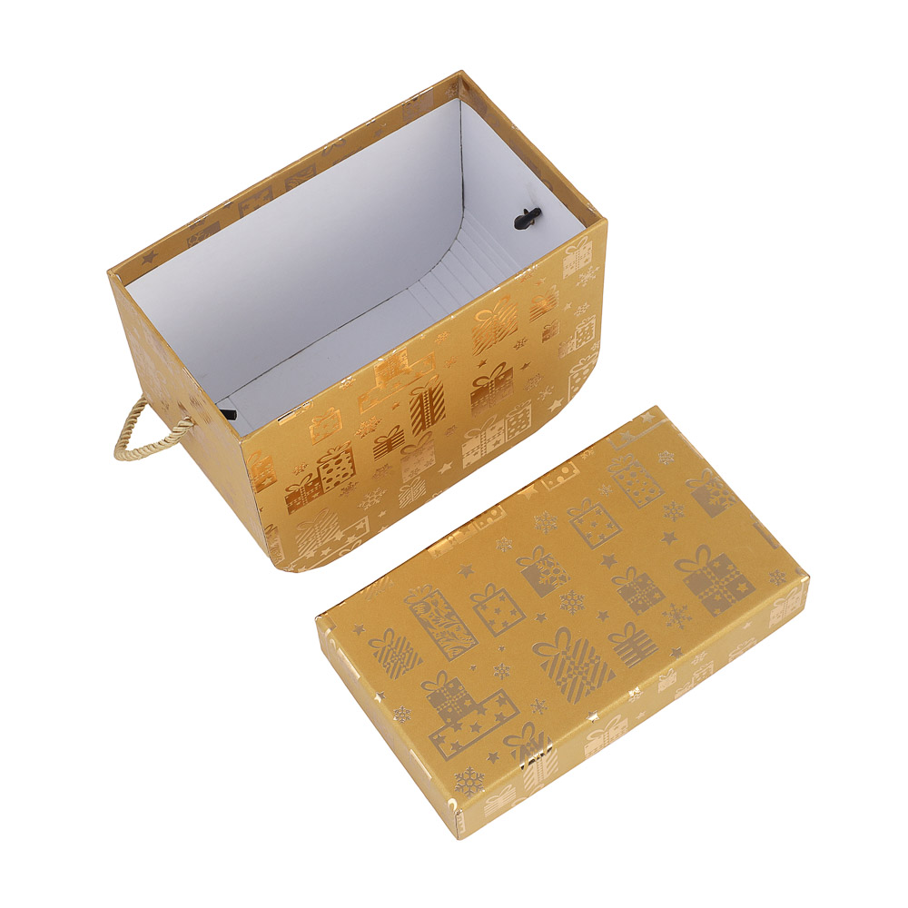 Набор подарочных коробок 2 в 1 (15x11,5x7,9 см, 17,7x13,4x10,4 см) с золотым фольг.слоем, бежевый - #4