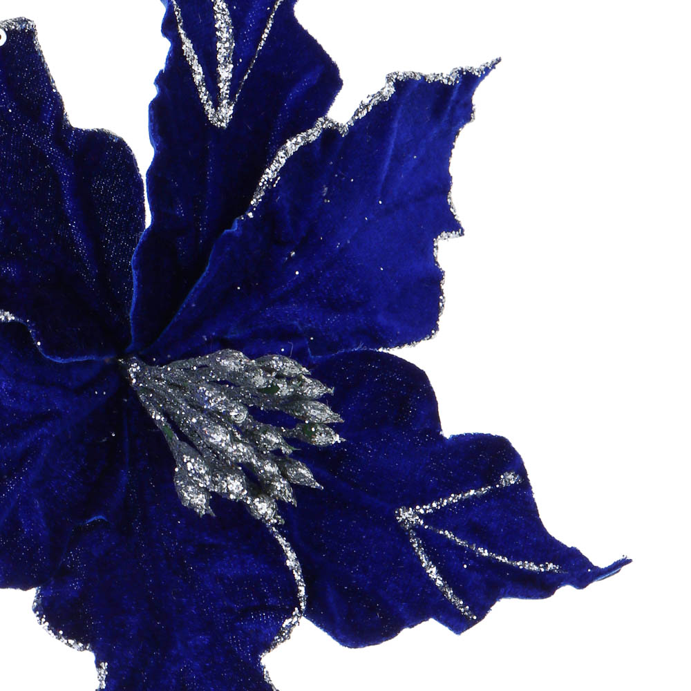 СНОУ БУМ Пуансетия 15 см на прищепке (6 лепестков), глиттер, металл, полиэстер, 26-523 - #2