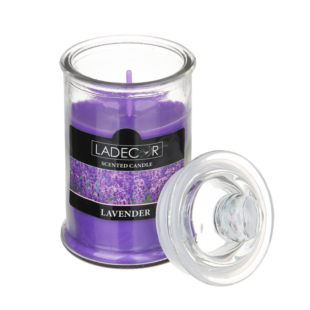 LADECOR Свеча ароматическая в стеклянном подсвечнике с крышкой, парафин, свеча 6x11 см, 6 цветов - #3