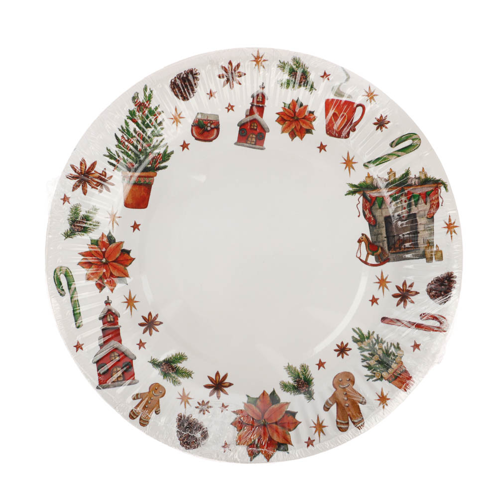 Набор бумажных тарелок Новогоднее настроение, 6 шт d=180 мм - #4