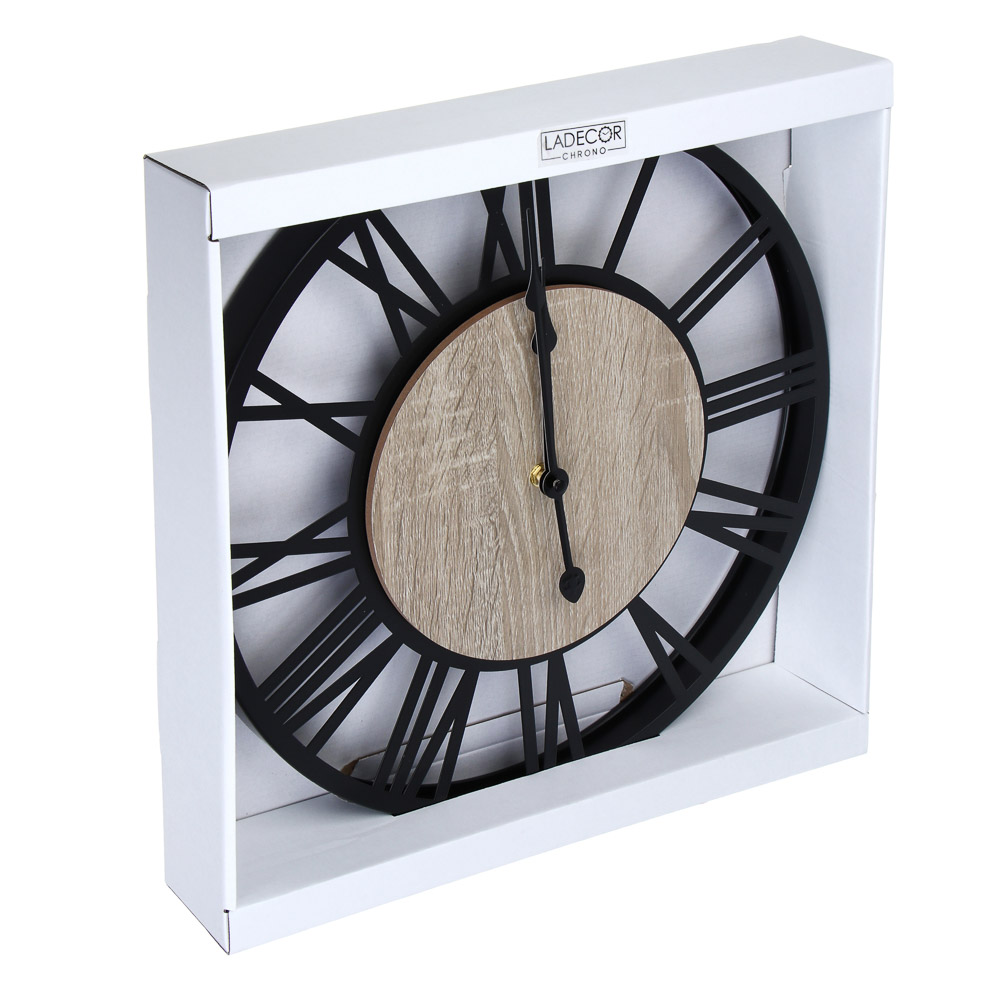 LADECOR CHRONO Часы настенные, круглые, 40x40x3,5 см, металл, МДФ, цвет черный - #4