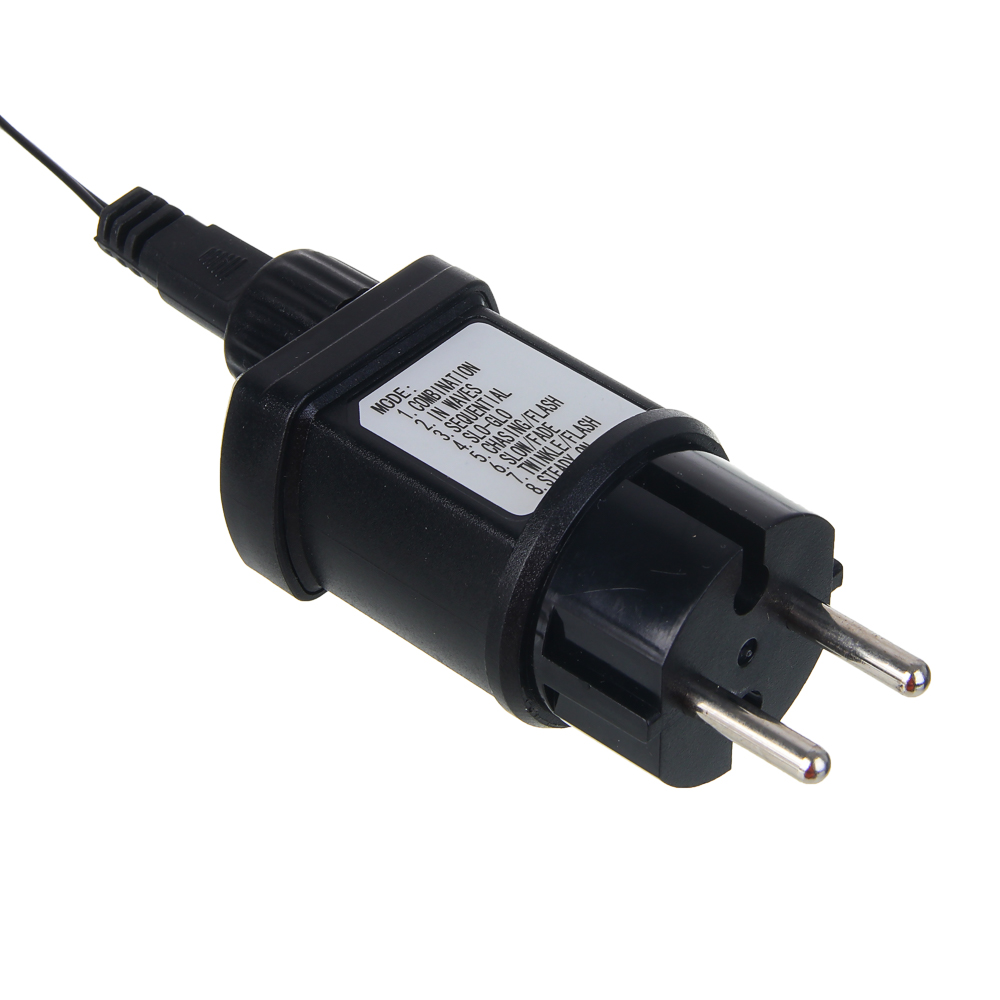 СНОУ БУМ Гирлянда эл. вьюн 10м, 100LED, "Алмазная" насадка, белый, 8 режимов, ПВХ черный, 220В - #3