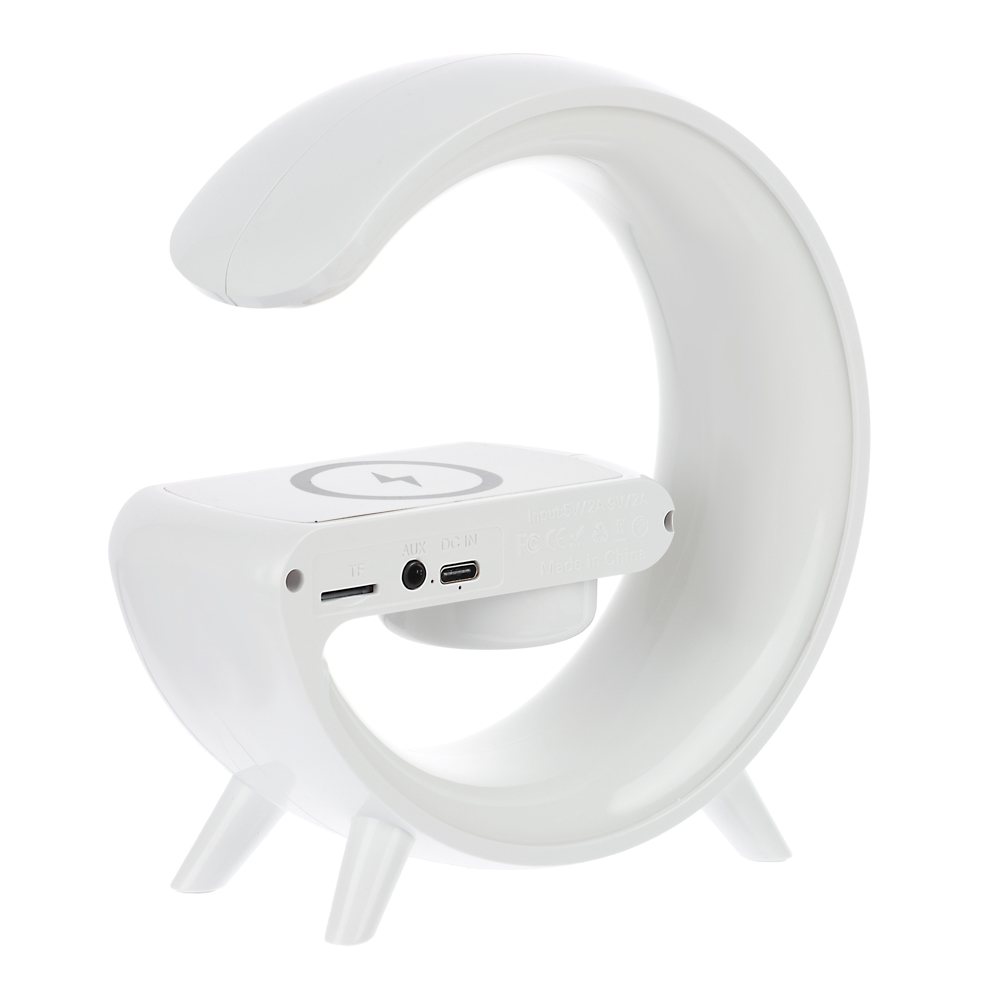 BY Светильник-ночник светодиодный Mун RGB 2Вт, Qi 5Вт, колонка 3Вт, часы, USB type-C 5В, белый - #4