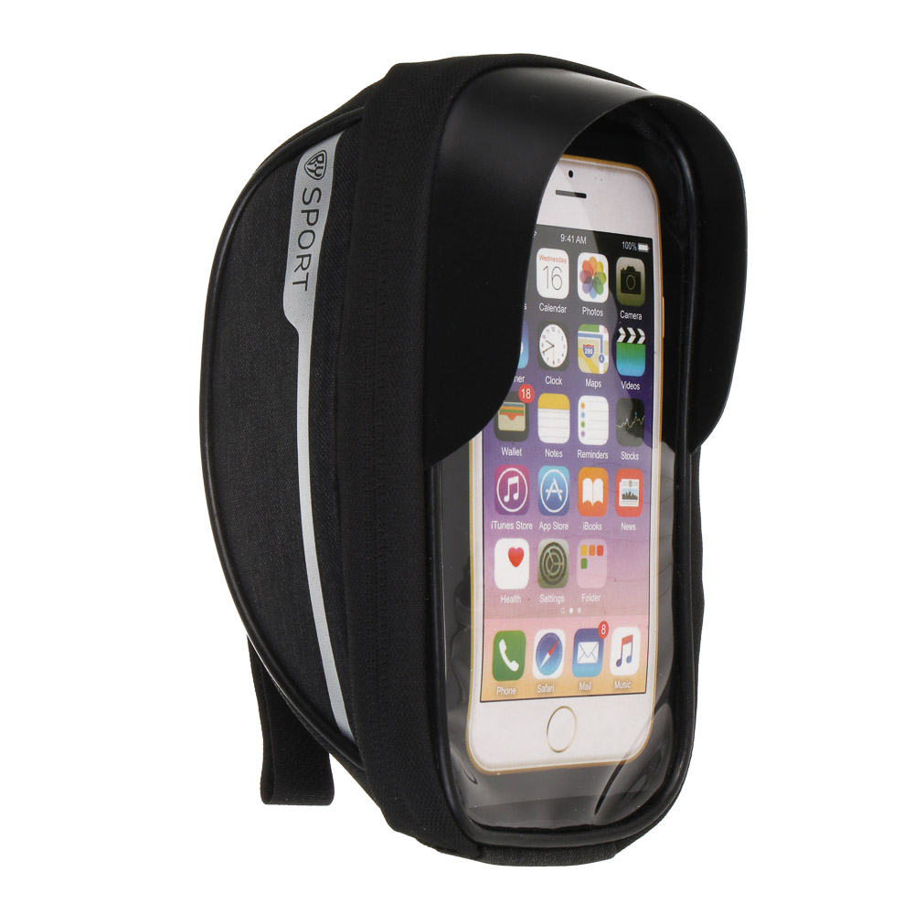 Велосумка на руль, тм BY SPORT, с экраном под телефон, черная - #2