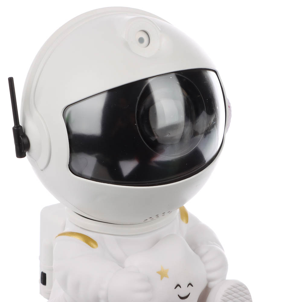 Светильник-ночник проектор неба BY Космонавт, 5W, пульт ДУ, USB, 9x8x13см, пластик, белый - #3