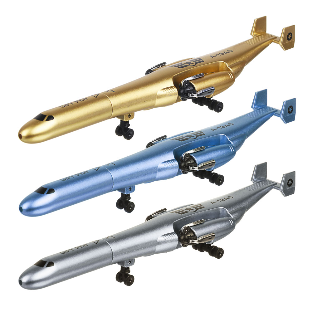 Ручка гелевая синяя, в форме вертолета, выдвижные винты и колеса, пластик, 3 цвета корпуса - #1