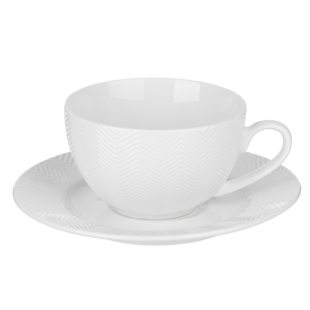 Набор чайный 4 пр., 230мл, MILLIMI, белый рельеф, фарфор - #1