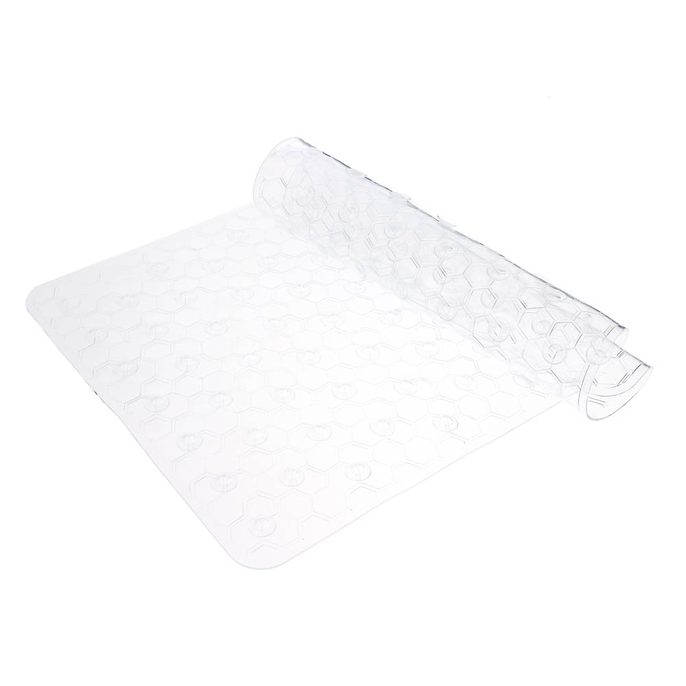 Коврик противоскользящий в ванную "Соты" 67см*37см, прозрачный - #5