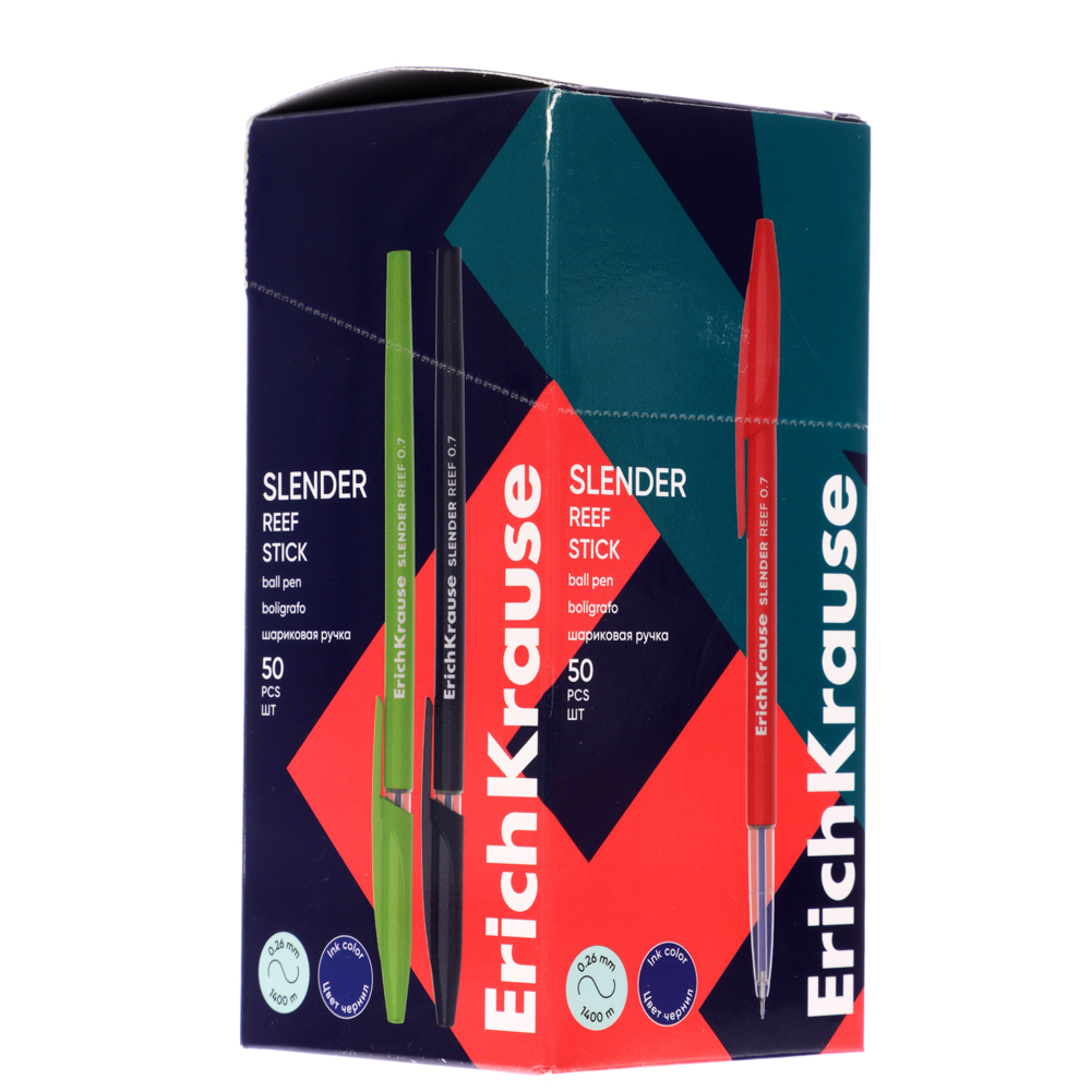 Ручка шариковая Erich Krause синяя "Слендер Стик Риф", наконечник 0,7 мм, цветн.корпус, 63095 - #5