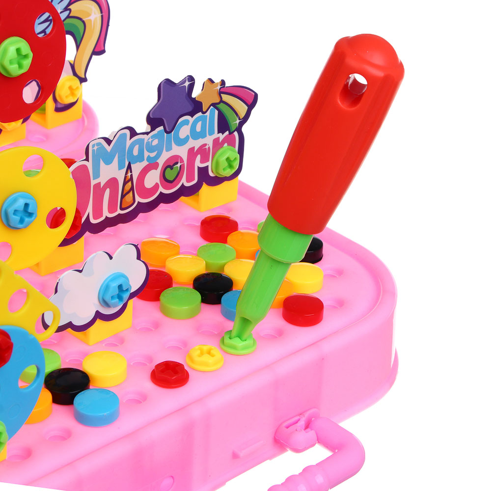 ИГРОЛЕНД Конструктор с шуруповёртом в чемоданчике "Шурупики", РР, ABS, 24,5х7,5х18,5см, 2 дизайна - #7