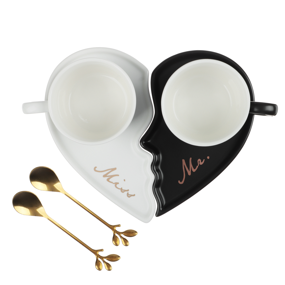 Чайный набор 4пр. 180мл, тм MILLIMI Сердце, фарфор, металл - #4