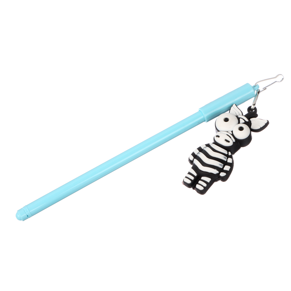 ClipStudio Ручка шариковая с брелоками в форме зверят на подвеске,синяя,корпус 17 см,пластик,4 диз. - #2