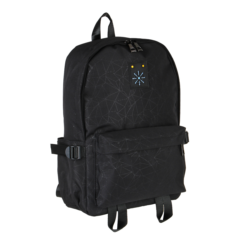 Рюкзак подростковый 42x30x12см, 1 отд., 4 карм., нашивка, ПЭ с "исчезающим" паттерном, черный - #2