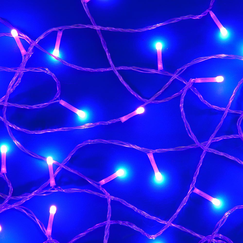 СНОУ БУМ Гирлянда эл. вьюн 10м, 80LED, цветной диод/розовый, 8 реж., ПВХ прозрач., 220В - #1