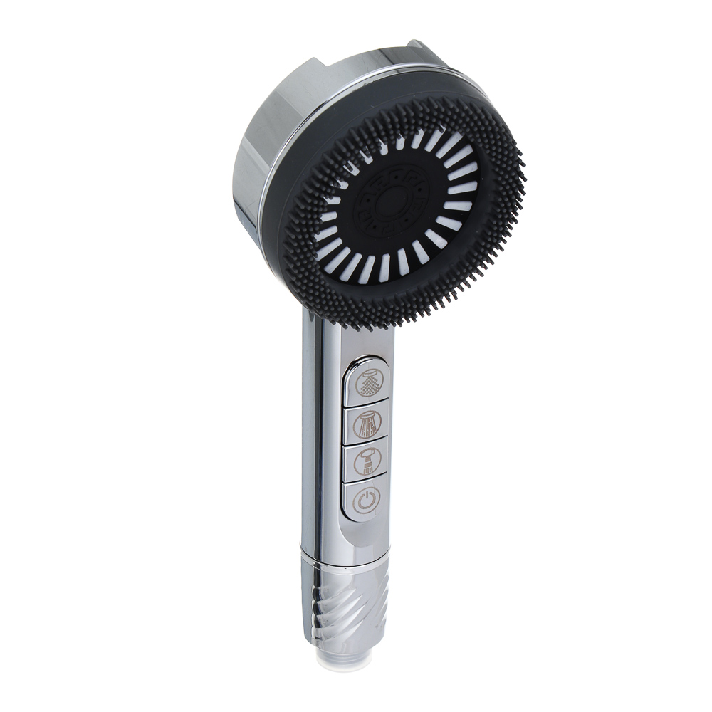 RAIN Лейка для душа, 4 режима, с массажными мягкими щеточками, фильтр, кнопка стоп, 90мм, хром - #1