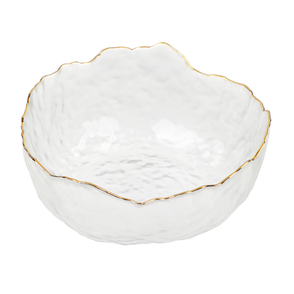 MILLIMI Салатник 13.5x13.5x6см, стекло, прозрачный с золотой каймой - #2