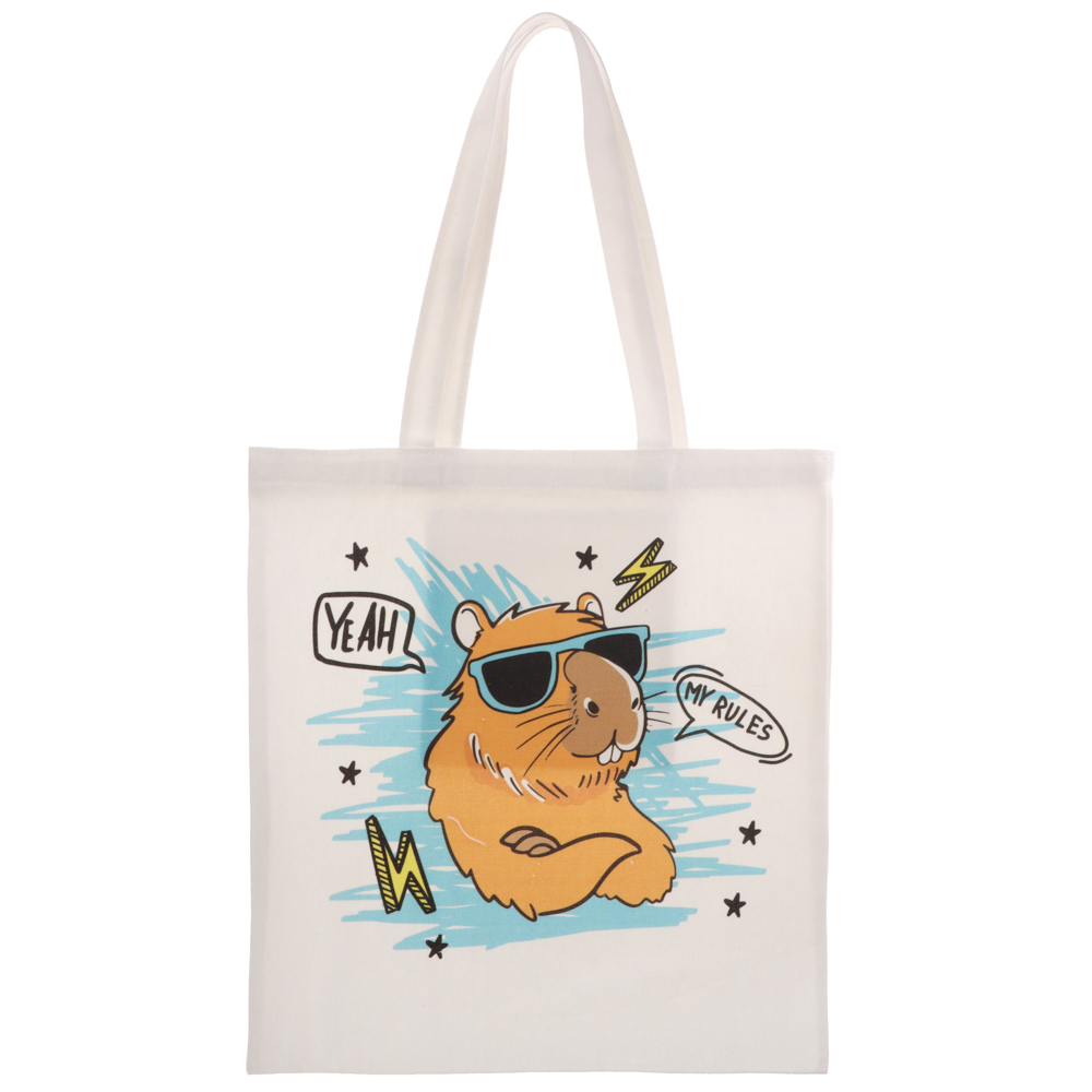 Сумка-шоппер, "Панды/Капибары", 38x42см, длина ручек 58 см, внутр. карман, полиэстер, 6 дизайнов - #8