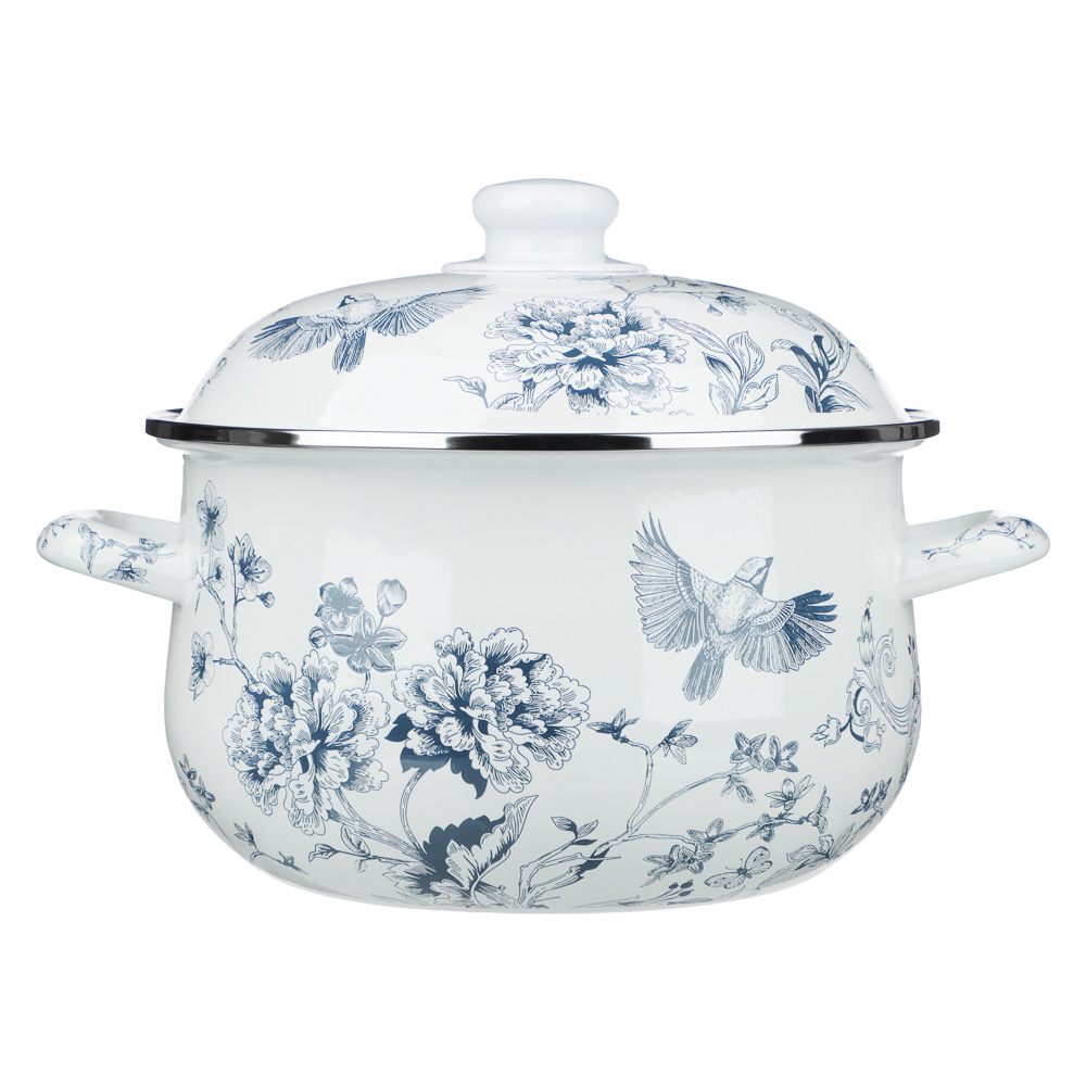 Кастрюля эмалированная тм VETTA Флорал, 22см, 3,6л, индукция - #1