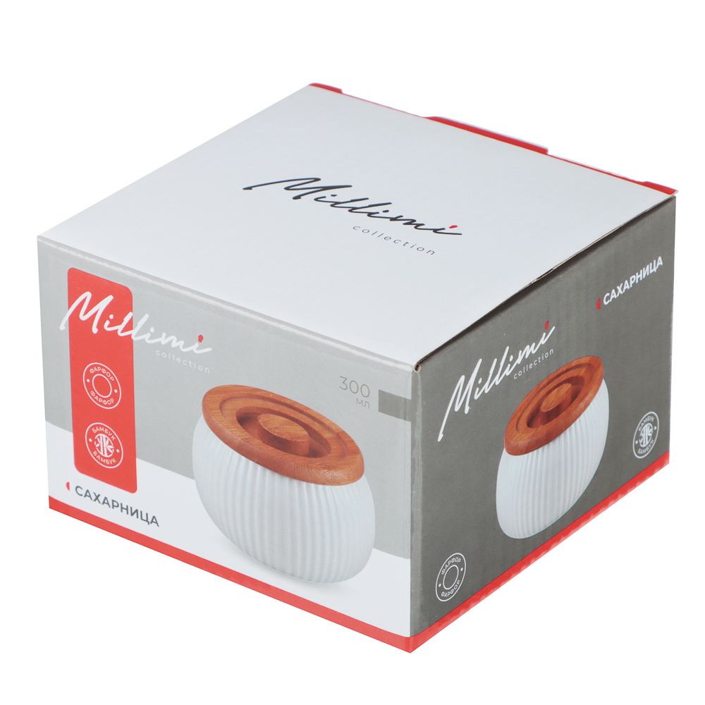 Сахарница тм MILLIMI, 300мл, фарфор, бамбук - #5