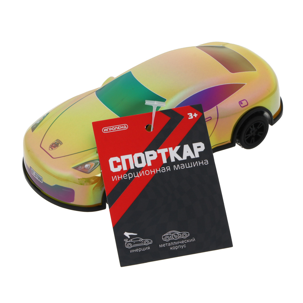 ИГРОЛЕНД Машина инерционная "Спорткар", металл, PP, 12х5,5х4 см, 6 дизайнов - #3