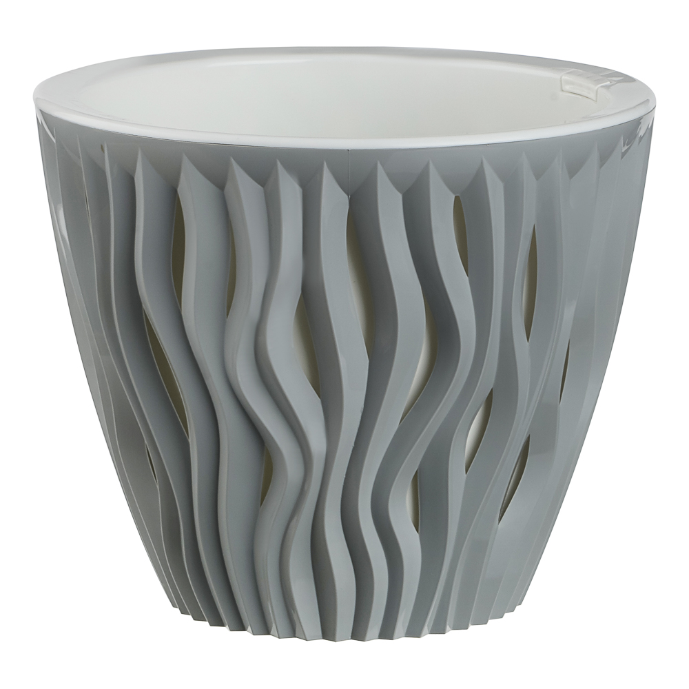 Кашпо для цветов со вставкой "Вдохновение" 4,5л, d21,5см; h17,9см, цвет серый жемчуг - #1