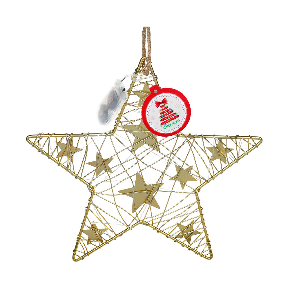 СНОУ БУМ Сувенир гирлянда-подвеска нить в форме звезды, 2хCR2032, 23,5 см - #6