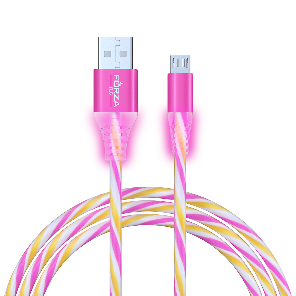 FORZA Кабель для зарядки Конфетти Micro USB, 1м, 1.5А, цветная подсветка, 3 цвета, пакет - #1