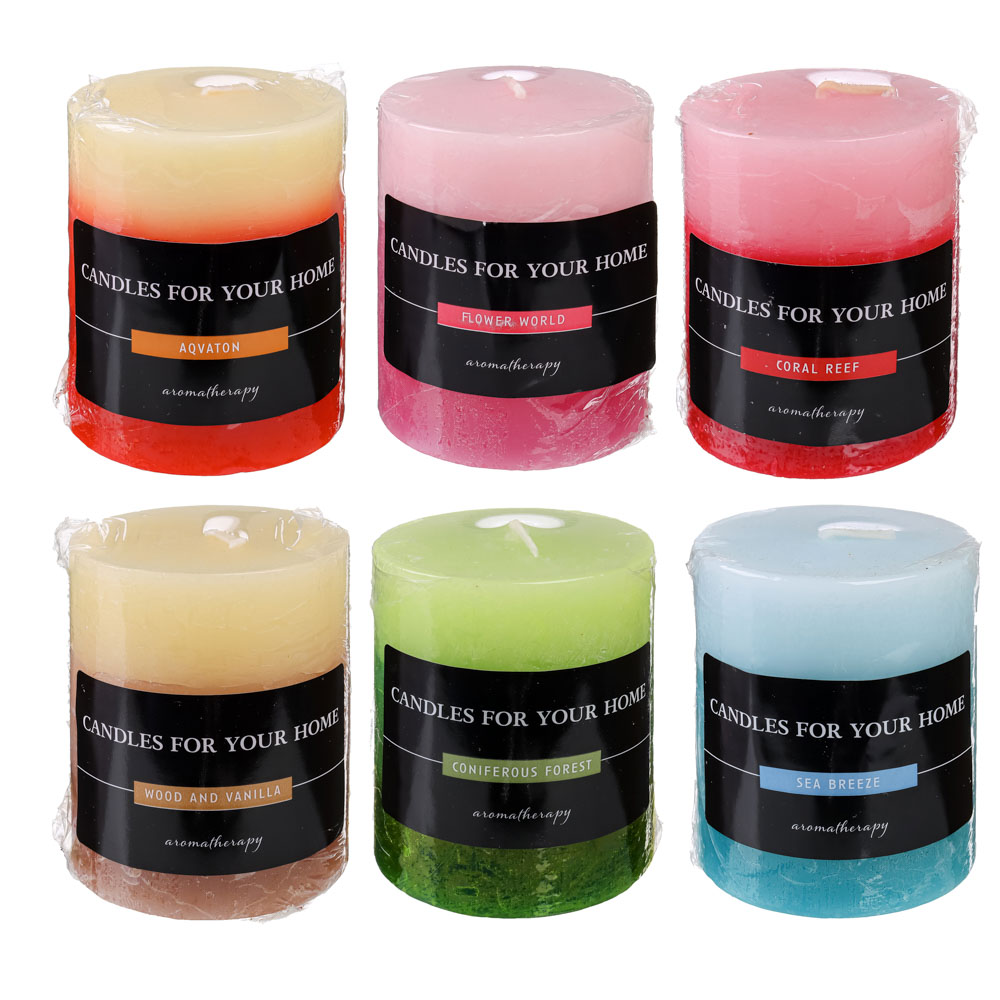 Свеча ароматическая рустик 6 цветов, парафин, высота 7,5 см, диаметр 6 см - #4