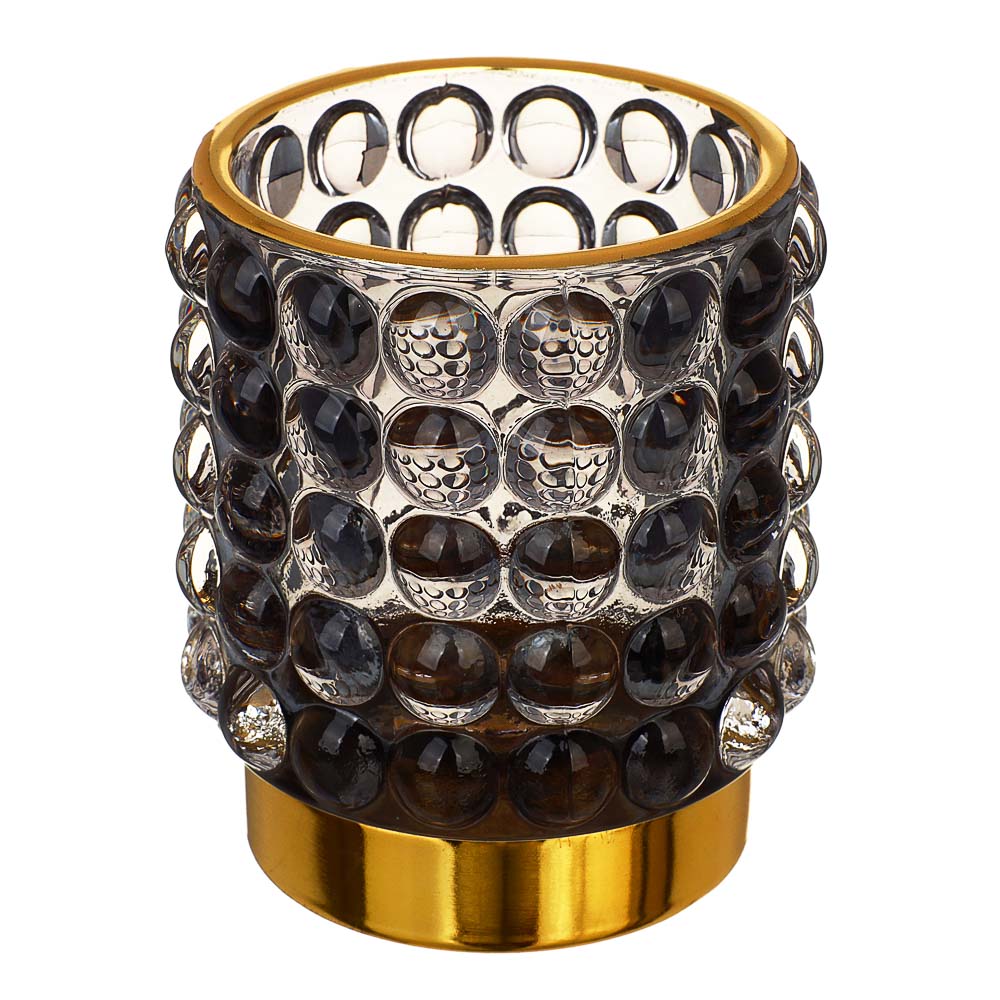 Стакан декоративный стеклянный под косметические кисточки, 8x8,5 см, серый - #2